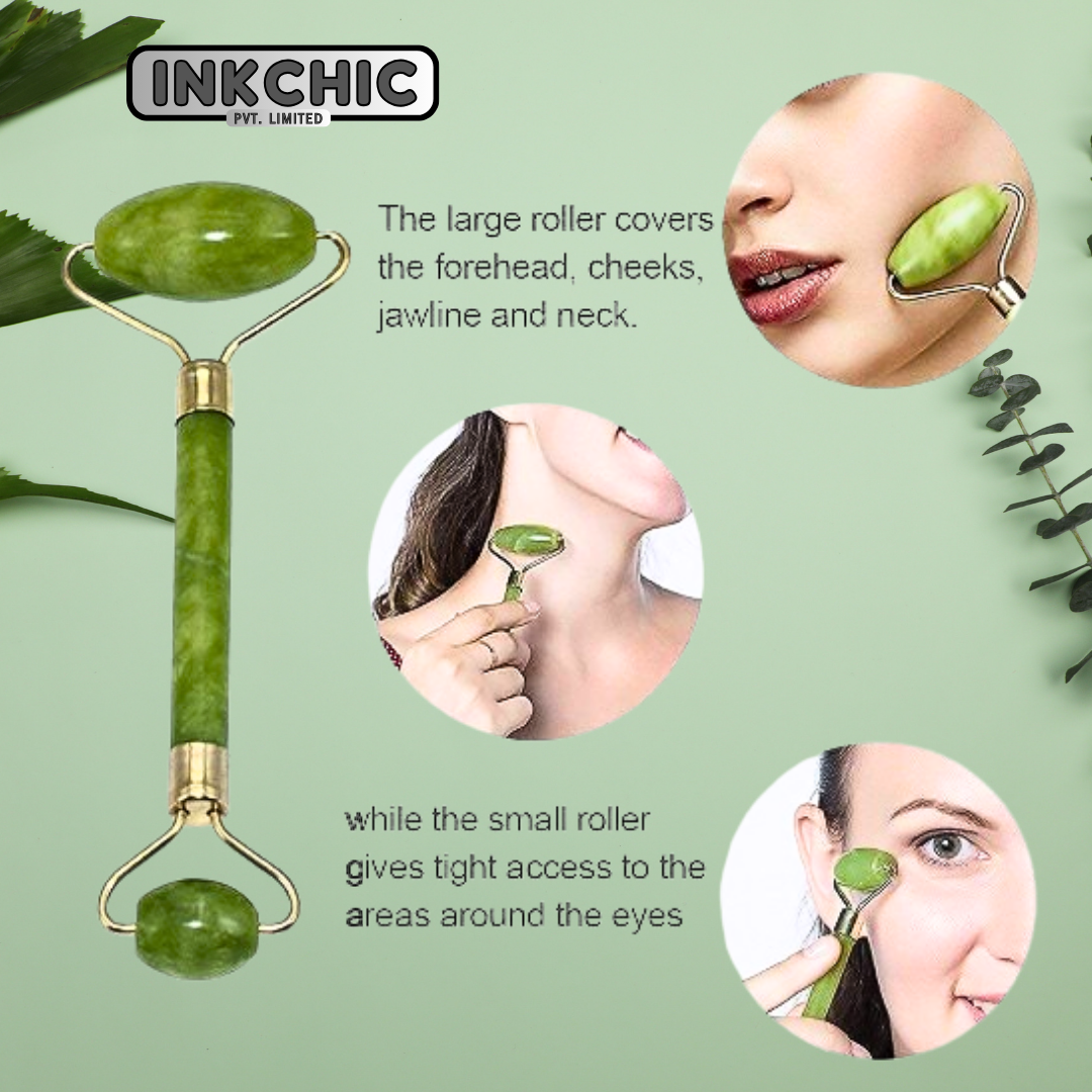 Buy 100% Natural Jade Stone Facial Massage Roller - Inkchic