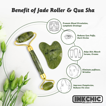 Buy 100% Natural Jade Stone Facial Massage Roller - Inkchic